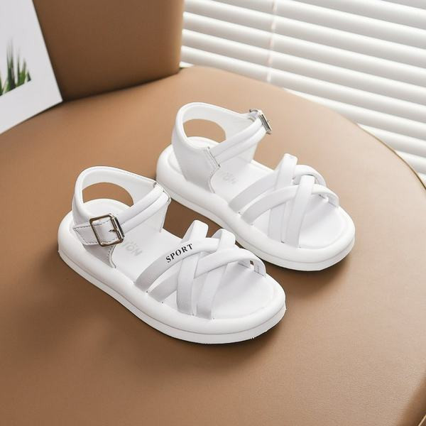 Nahast rihmade ja pandlaga vabaaja laste sandaalid