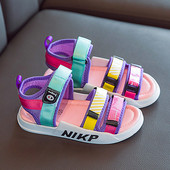 Bērnu sporta un ikdienas tekstila sandales ar uzlīmēm