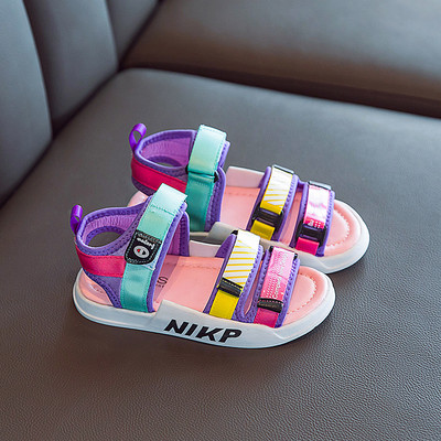 Bērnu sporta un ikdienas tekstila sandales ar uzlīmēm