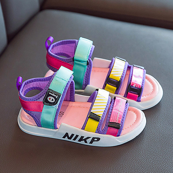Bērnu sporta un ikdienas tekstila sandales ar uzlīmēm