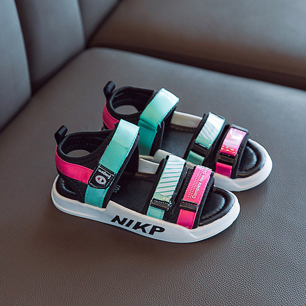 Bērnu sporta un ikdienas tekstila sandales ar uzlīmēm