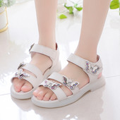 Vabaaja laste nahast sandaalid 3D element liblikatega