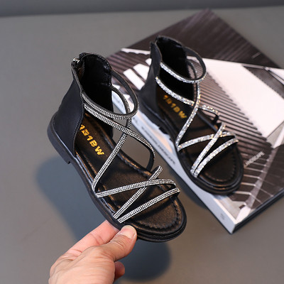 Eko-nahast dekoratiivkividega laste sandaalid