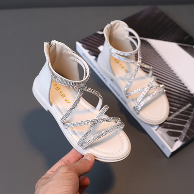 Eko-nahast dekoratiivkividega laste sandaalid