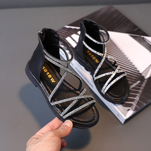 Eko-nahast dekoratiivkividega laste sandaalid