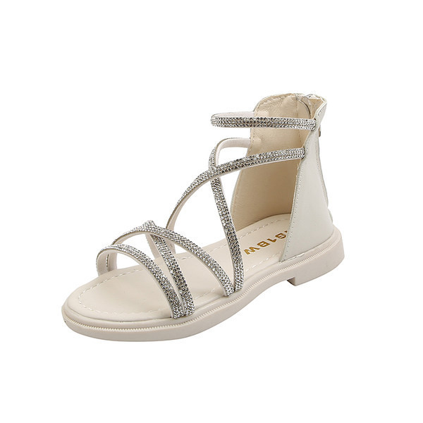 Eko-nahast dekoratiivkividega laste sandaalid