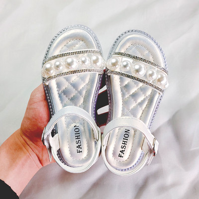 Laste vabaaja sandaalid takjakinnitusega pärlite ja kivikestega