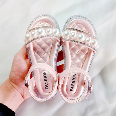 Laste vabaaja sandaalid takjakinnitusega pärlite ja kivikestega