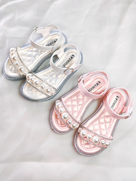 Laste vabaaja sandaalid takjakinnitusega pärlite ja kivikestega