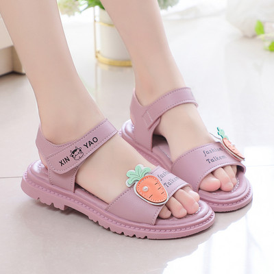 Ikdienas meiteņu mākslīgās ādas sandales ar emblēmu un apdruku