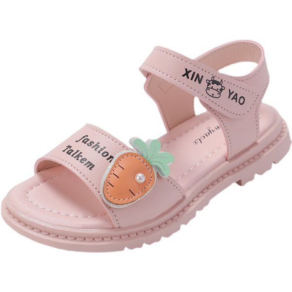 Ikdienas meiteņu mākslīgās ādas sandales ar emblēmu un apdruku