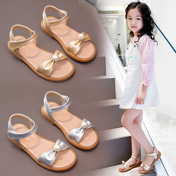 Eko-nahast pärliga vabaaja sandaalid tüdrukutele