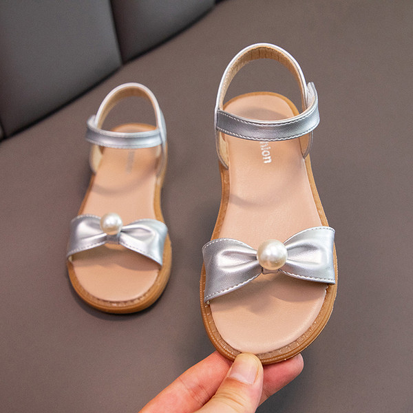 Eko-nahast pärliga vabaaja sandaalid tüdrukutele