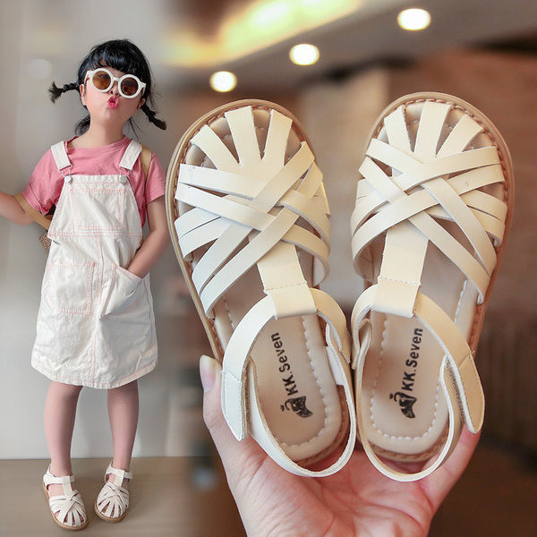 Bērnu ādas sandales ar velcro trīs krāsās