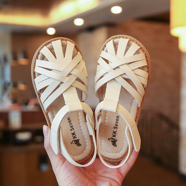 Bērnu ādas sandales ar velcro trīs krāsās