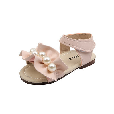 Uus mudel 3D kaunistuse ja pärlitega ökonahast tüdrukutele mõeldud sandaalid