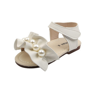 Uus mudel 3D kaunistuse ja pärlitega ökonahast tüdrukutele mõeldud sandaalid