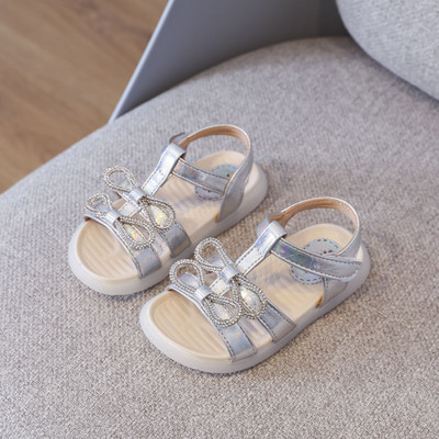 Παιδικά σανδάλια με κορδέλες και velcro για κορίτσια
