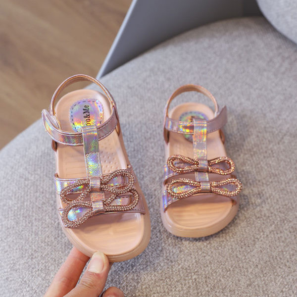 Παιδικά σανδάλια με κορδέλες και velcro για κορίτσια