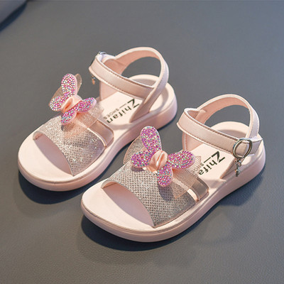 3D-kaunistusega takjakinnitusega laste sandaalid