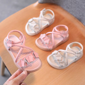 Παιδικά μοντέρνα έκο δερμάτινα σανδάλια με 3D αστέρια