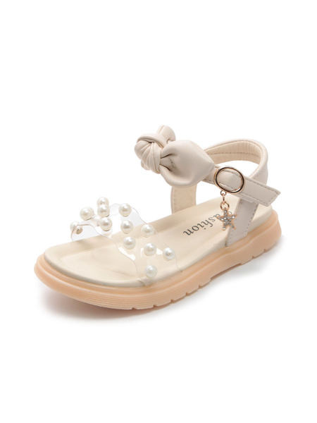 Casual παιδικά σανδάλια με κορδέλα και μαργαριτάρι διακόσμηση