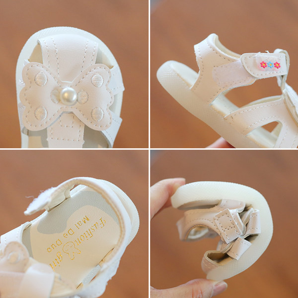 Παιδικά σανδάλια με πέρλες και αυτοκόλλητα σε δύο χρώματα