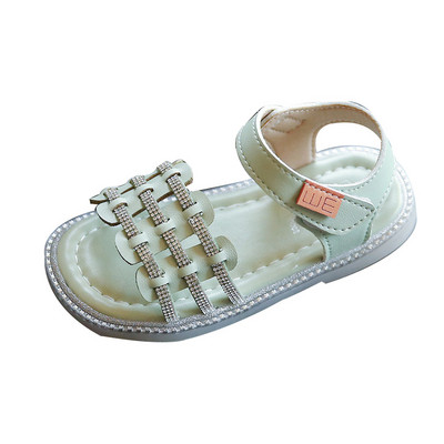 Μοντέρνα έκο δερμάτινα σανδάλια με διακοσμητικές πέτρες και velcro