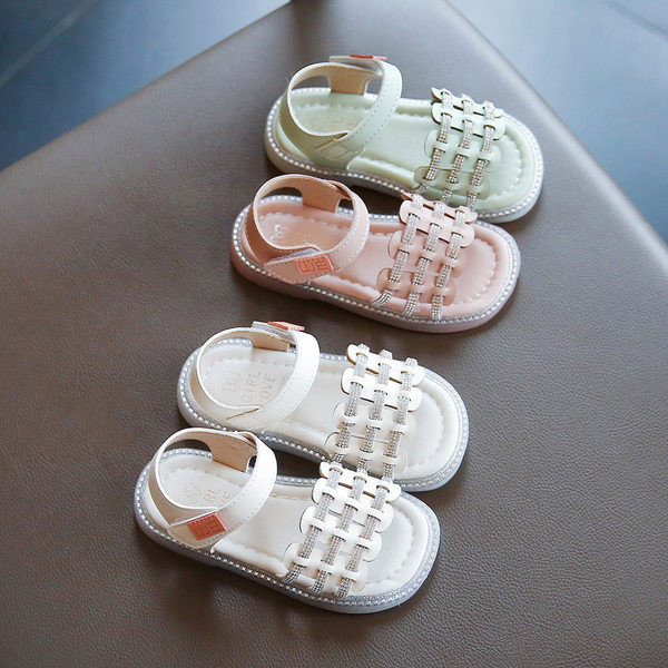 Μοντέρνα έκο δερμάτινα σανδάλια με διακοσμητικές πέτρες και velcro