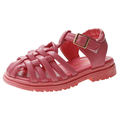 Παιδικά έκο δερμάτινα σανδάλια από μπεζ και μαύρο χρώμα