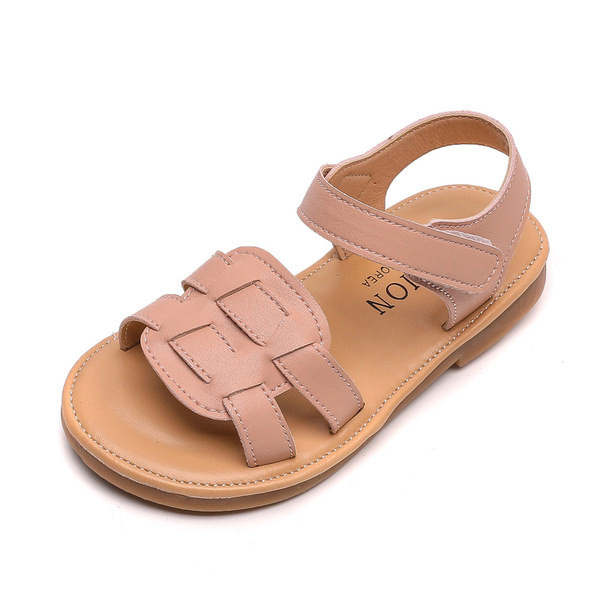 Kolmes värvitoonis takjapaelaga nahast laste sandaalid