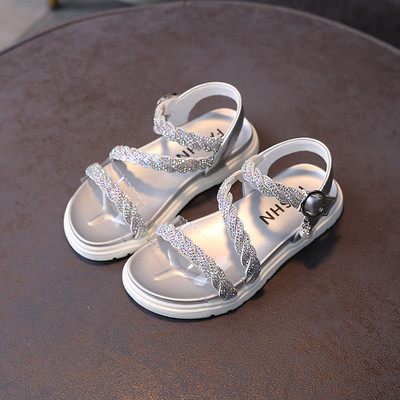 Παιδικά σανδάλια με λαμπερό αποτέλεσμα σε δύο χρώματα