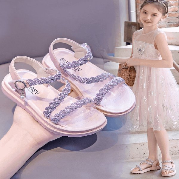 Παιδικά σανδάλια με λαμπερό αποτέλεσμα σε δύο χρώματα