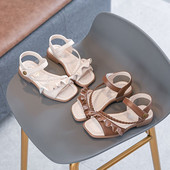 Παιδικά έκο δερμάτινα σανδάλια με βολάν σε δύο χρώματα