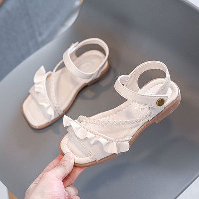 Παιδικά έκο δερμάτινα σανδάλια με βολάν σε δύο χρώματα