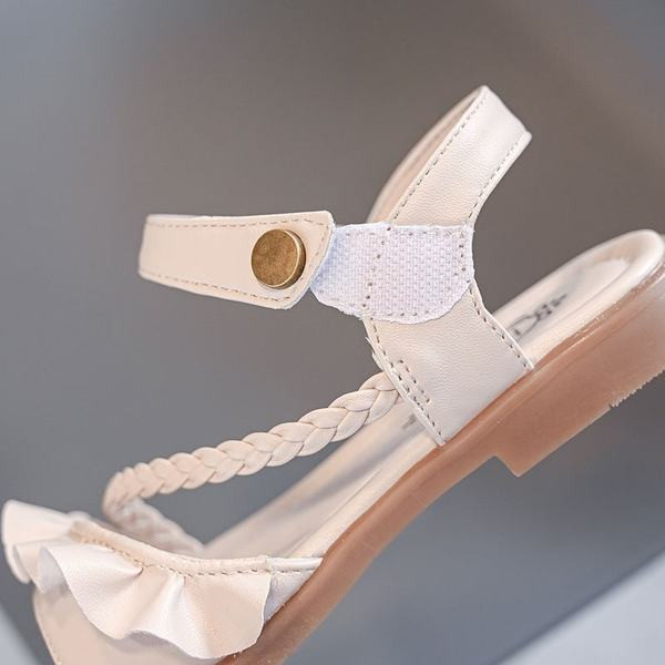 Παιδικά έκο δερμάτινα σανδάλια με βολάν σε δύο χρώματα