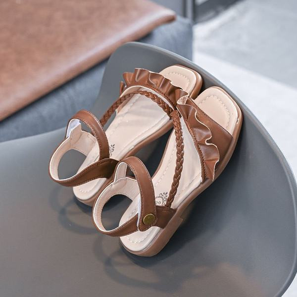 Παιδικά έκο δερμάτινα σανδάλια με βολάν σε δύο χρώματα