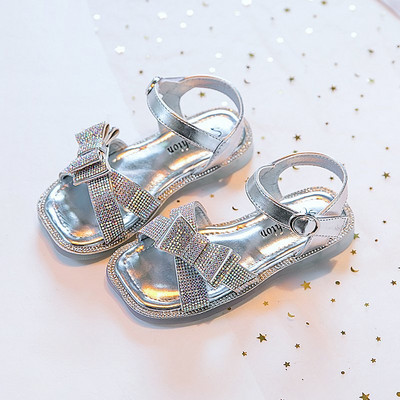 Bērnu elegantas sandales ar akmeņiem un lenti