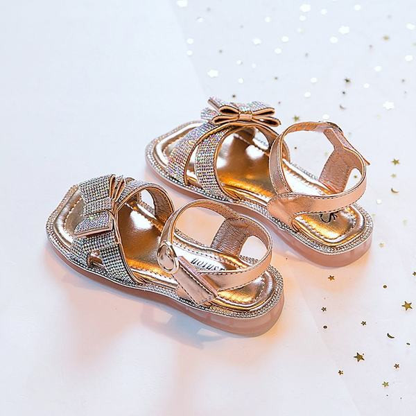 Bērnu elegantas sandales ar akmeņiem un lenti