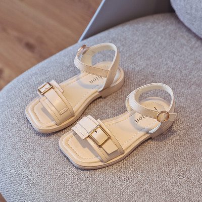 Ādas bērnu sandales ar sprādzēm meitenēm