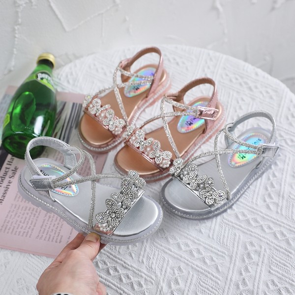 Bērnu sandales ar 3D tauriņiem ar akmeņiem