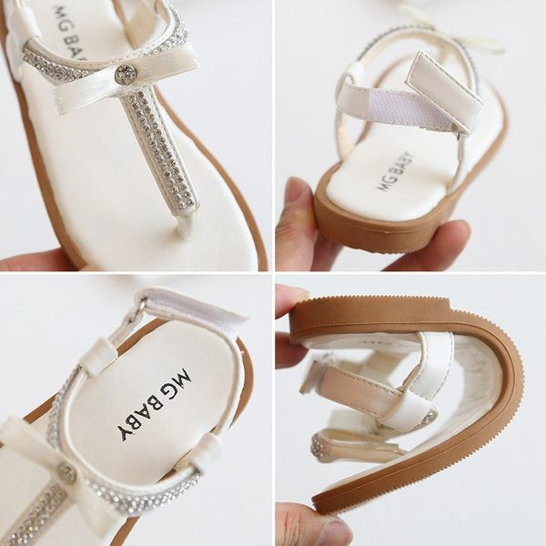 Dječje sandale s čičkom i ukrasnim kamenčićima