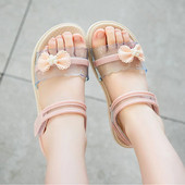 Casual παιδικά σανδάλια με λουράκια σιλικόνης και κορδέλα για κορίτσια