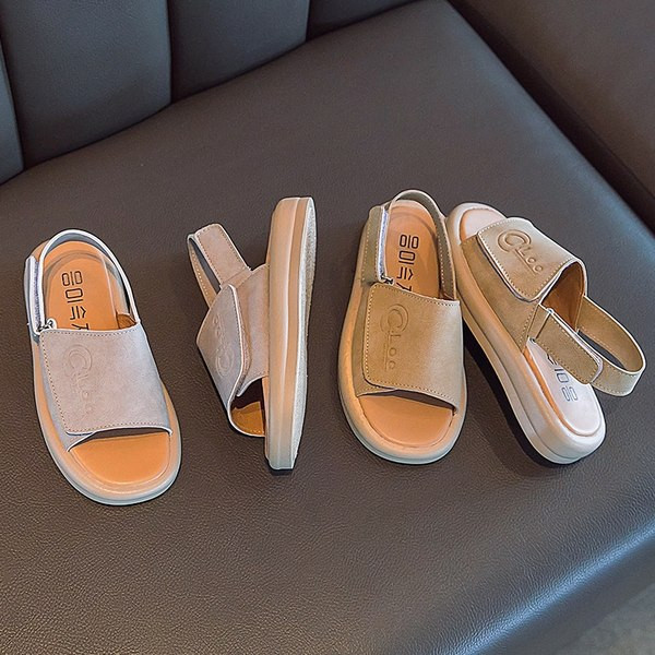 Bērnu mākslīgās ādas sandales bēšā un rozā krāsā