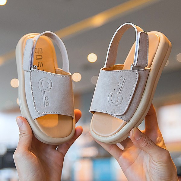 Bērnu mākslīgās ādas sandales bēšā un rozā krāsā