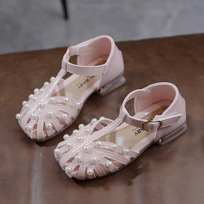 Ležerne dječje sandale s kožnim remenčićima i perlicama