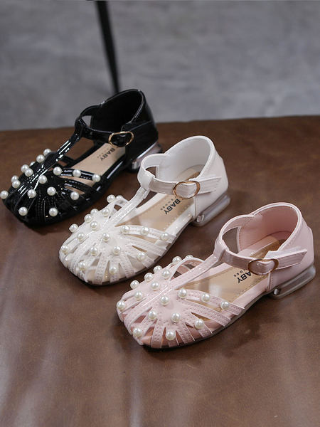 Ležerne dječje sandale s kožnim remenčićima i perlicama