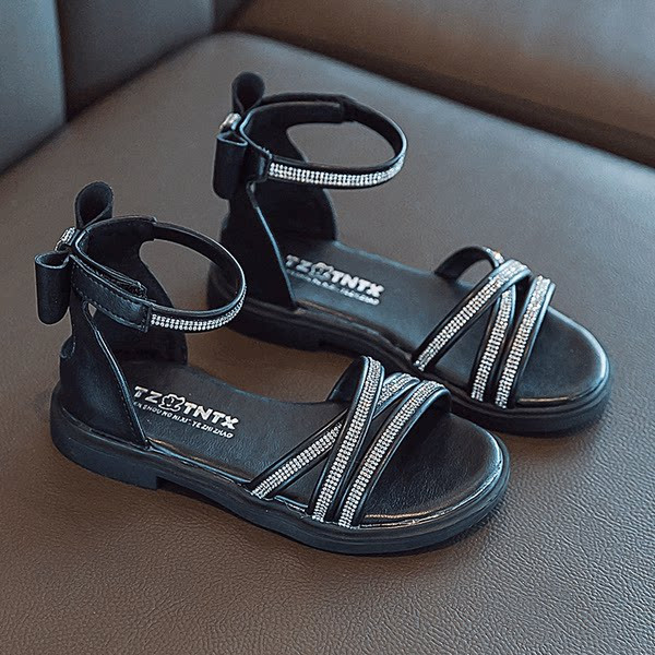 Kahes värvitoonis kivikeste ja paelaga laste sandaalid