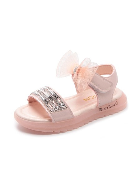 Φωτεινά παιδικά σανδάλια με κορδέλα και επίπεδη σόλα