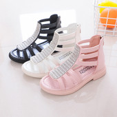 Romiešu stila bērnu sandales ar akmeņiem un rāvējslēdzēju